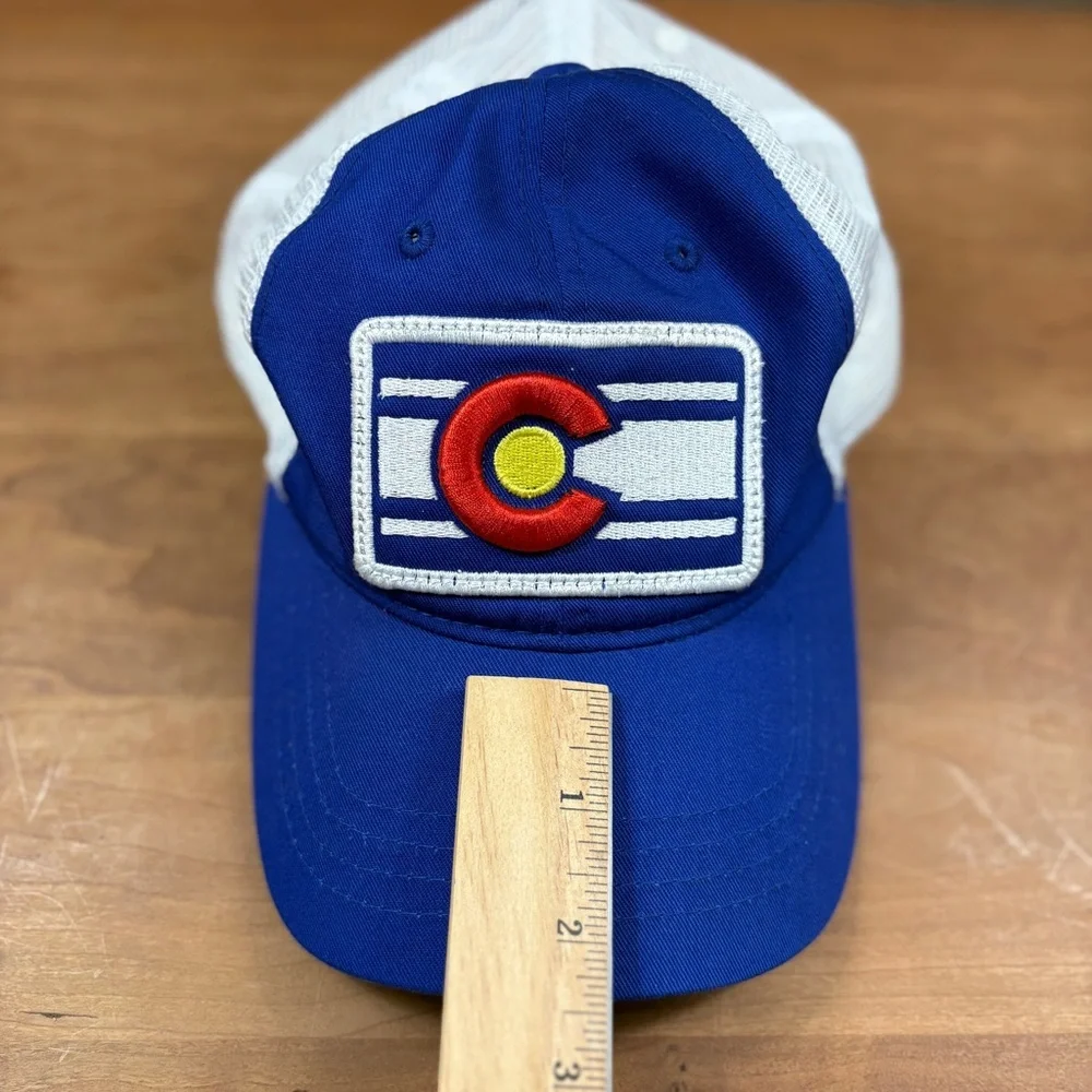 Colorado Classic Blue & White Mesh Back Adjustable Trucker Colorado Patch Hat